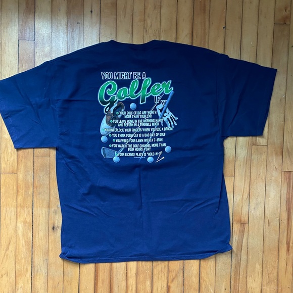 2 Mens Size 2XL XXL Delta Navy and Green Golfer Graphic T-Shirts - Picture 2 of 5